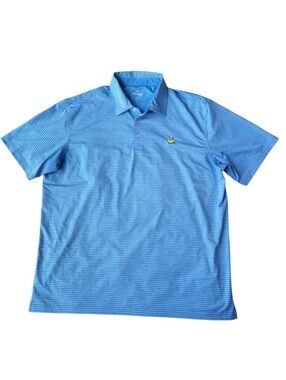 Masters Tech Polo Shirt Men XXL Blue Striped Golf Performance Top Stretch